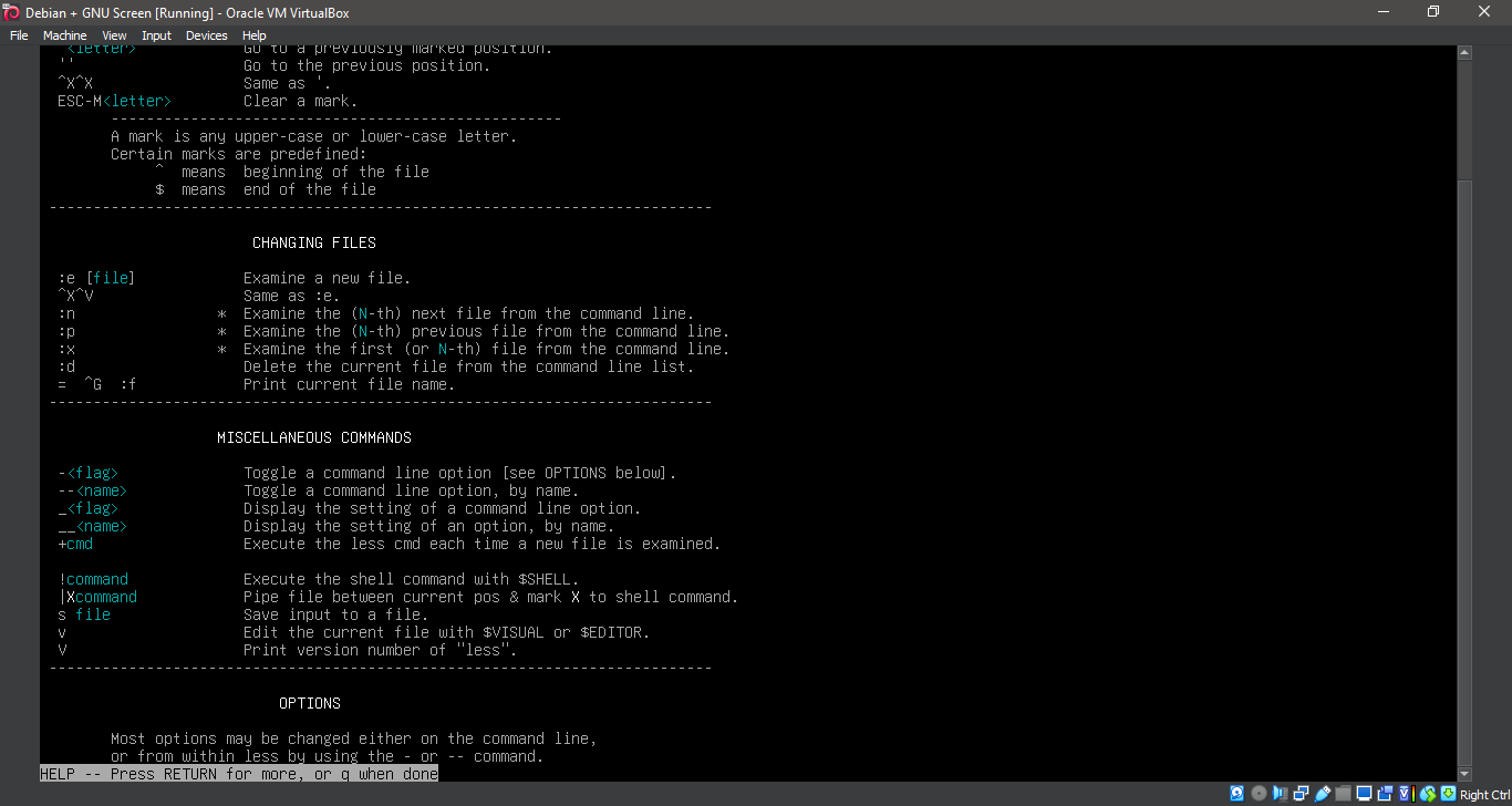 Running 'man screen'